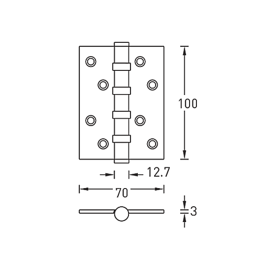 Универсальная петля врезная латунная A010-C 100X70X3-4BB-1ACF (кофе)