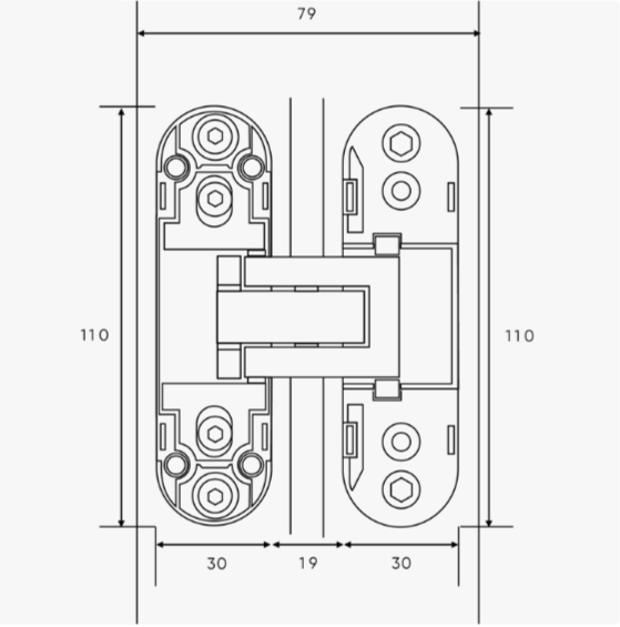 Петля скрытая с 3D регулировкой  110x30-3D-M.CHROME (матовый хром)