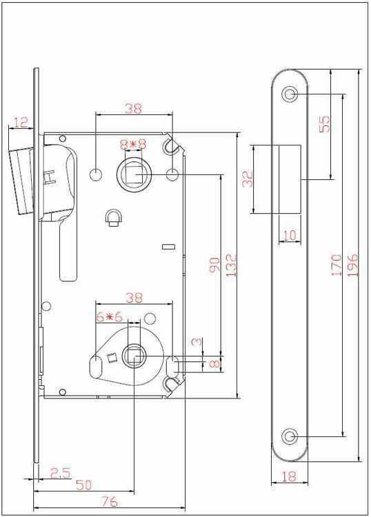 Защёлка врезная магнитная сантехническая ADDEN BAU. WC MAG 5090 CHROME (цвет ХРОМ БЛЕСТЯЩИЙ)