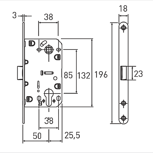 Защёлка магнитная под ключевой цилиндр LM 5212CL AB/ACF, бронза