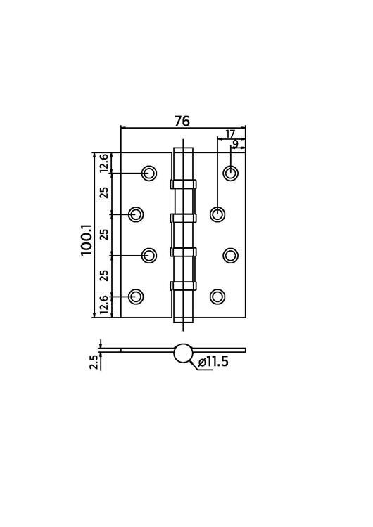 Универсальная петля врезная B020-C 100X75X2.5-4BB-1CM (кофе)